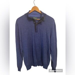 Orvis Birdseye Zip Button Mockneck Merino Wool‎ Mens Sweater Size XL